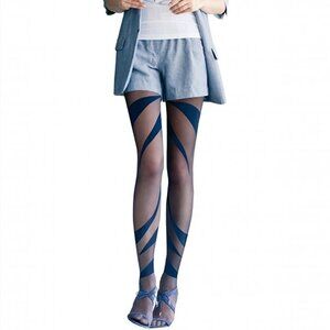 🎄 NIP 🛍️ Oroblu 🎁 Cocktail Wedding Holiday Party Macro Linear Tights Small